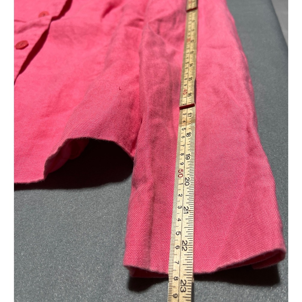 Talbots Irish Linen Pink Blazer Jacket Mandarin Collar Size 8 Long Sleeve - Picture 7 of 9